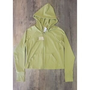 Fabletics Womens Medium Oasis Cropped Hoodie Full Zip Green NWT New